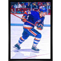 Mike Bossy New York Islanders Skating - Framed Canvas - 22" x 31"-Premium canvas print with gallery-wrapped edges