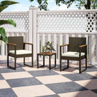 Outsunny - ensemble de mobilier de patio en osier 3 pièces - blanc-Structure en acier enveloppée de rotin en PE résistant aux UV pour une durabilité accrue 
