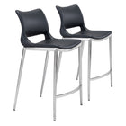 Zuo Ace Counter Stool - Black/Silver - Set of 2-Ergonomic and supportive footrest