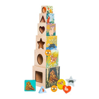 Manhattan Toy - Ensemble de 12 pièces en bois à empiler Forêt Enchantée-Panneau acrylique colouré