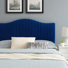 Modway Juniper Channel Tufted Performance Velvet King Platform Bed - Navy-Wood Slat Support System