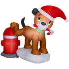 GEMMY Airblown Inflatable Christmas Dog and Fire Hydrant - 48"-Lights up with bright, energy-efficient LED light