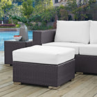 Modway Convene Outdoor Patio Fabric Square Ottoman - Espresso/White-Powder Coated Aluminum Frame