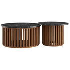 Modway Fortitude Round Faux Marble Top Nesting Coffee Table Set - Walnut Black - Set of 2-9