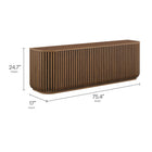 Modway Fortitude 75" Curved Sideboard Storage Cabinet - Walnut-Push-to-Open Doors