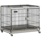 PawHut - Cage pour chien sur roulettes, cage en métal 24 po-Quatre roues à 360° pour un déplacement sans effort, deux roues verrouillables pour une fixation stable 
