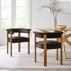Modway - Imogen Performance Velvet Chaises de salle à manger en tonneau Ensemble de 2 - Brun chocolat brun foncé-Rembourrage en mousse sur les sièges et le dossier