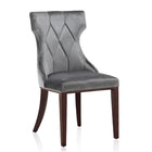 Manhattan Comfort - Lot de 2 chaises de salle à manger traditionnelles Reine 19,7 po en velours gris et noyer-Piètement standard à 4 pieds