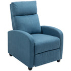 HOMCOM Push Back Recliner with Padded Seat for Home Theater - Blue-Applying pressure to the backrest initiates a recline to 135°, accompanied by lifting the footrest
