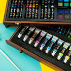 Art 101 Deluxe Art Set in a Wood Organizer Case - 119 Piece Set-Includes two bonus learning guides covering the basics of painting and drawing