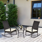 Outsunny 3-Pieces Patio Wicker Rocking Chair Set - Dark Grey-Durable steel frame construction, high quality PE rattan and polyester cloth cover in exquisite workmanship for ensured durability   
