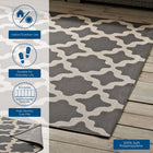 Modway Cerelia Moroccan Trellis Indoor/Outdoor Area Rug - 9 ft W x 12 ft L - Grey/Beige-100% Soft Polypropylene