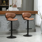 HOMCOM - Tabourets de bar vintage en leathaire à hauteur réglable - brun - paquet de 2-Hauteur de l’assise réglable 
