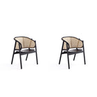 Manhattan Comfort Versailles 23.62" Industry Chic Arm Chair - Black and Natural Cane - 2 Pack-Modern - Industry Chic Cane Accent Chair Perfect for Living and Dining Room Use