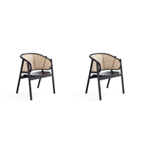 Manhattan Comfort Versailles 23.62" Industry Chic Arm Chair - Black and Natural Cane - 2 Pack-Modern - Industry Chic Cane Accent Chair Perfect for Living and Dining Room Use