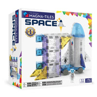 MAGNA-TILES Space 32-Piece Magnetic Construction Set-What’s Included: 32 magnetic pieces, including: 1 Space Shuttle, 1 Space Capsule, 1 Capsule Window, 1 Space Figure, 1 Wheeled Chassis, 1 Large Rectangle, 6 microMAG Squares, 8 Right Triangles, 12 Squares. 
