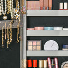 HOMCOM Lockable Mirror Jewelry Cabinet with LED Light - 18" L x 14.25" W x 59.75" H - Grey-MDF frame for everyday strength and durability 