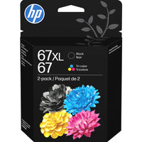 HP 67 Colour/67XL Black Ink Cartridge, 2 Pack-Cyan, magenta, yellow/black ink