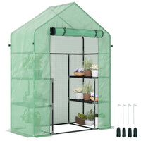 Outsunny 3-Tier Mini Greenhouse with 4 Shelves - Roll-Up Door & Weatherized Cover- A great solution to extend your growing season and shield plants from extreme outdoor temperatures
 