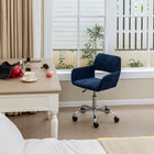Homy Casa Adjustable Office Chair Chrome Base Fabric - Navy Blue-Smooth-Rolling Casters: Equipped with smooth-rolling casters for effortless movement across various surfaces