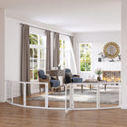 PawHut - Barrière pour animaux en bois autoportante avec 6 panneaux, 2 pieds de soutien - blanc-Cette barrière pour chien peut être entièrement pliée pour un rangement facile 