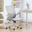 HOMCOM Ergonomic Office Chair with Lumbar Support - Grey-90° flip-up armrests save space and slide easily under any desk