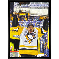 Sidney Crosby Pittsburgh Penguins Raising Stanley Cup - Framed Canvas - 22" x 31"-Premium canvas print with gallery-wrapped edges
