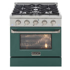 Kucht - 30 po Série KNG Cuisinière Pro Style au gaz propane - Acier inoxydable/Vert-Cette cuisinière à gaz à quatre brûleurs comprend deux brûleurs de 15 000 BTU et deux brûleurs de 9 000 BTU