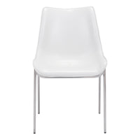Zuo Magnus Dining Chair - White/Silver - Set of 2-Plush and durable faux leather fabric