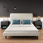 Manhattan Comfort Granville 18.11" Modern 1-Drawer Nightstand 2-Piece Set - Dark Grey-Includes 1 Full Extension Drawers with Top Drawer Designed in Vertical Textured Ribbed Lines Made from Solid Wood
