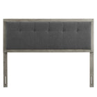 Modway Draper Tufted Fabric and Wood Queen Headboard - Grey Charcoal-Button Tufted
