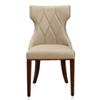 Manhattan Comfort - Lot de 2 chaises de salle à manger traditionnelles Reine 19,7 po en similicuir crème et noyer-Élégante couture en losange