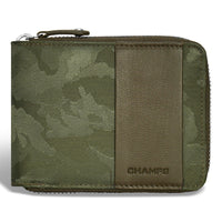 Champs - Portefeuille Zip Around en Cuir Camouflage - Vert-Portefeuille en cuir avec fermeture zippée, dans une boîte cadeau