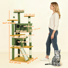 PawHut 54" H Cat Tree with Two Cat Condos - Green-Multiple platforms for climbing and viewing 