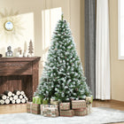 HOMCOM 6' Snow-Flocked Artificial Christmas Tree with Hinged Tips - Green-6 ft. tall artificial Christmas tree in a realistic tree style 