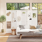 HOMCOM 6-Panel Freestanding Room Divider with Pegboard Panel for Indoor Bedroom Office - White-Material: Paulownia Wood 
