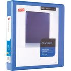 StaplesMD – Reliure de présentation standard avec anneaux en D, 1 1/2 po, bleu pervenche-Les anneaux obliques peuvent contenir une plus grande quantité de feuilles comparativement aux anneaux ronds de même taille