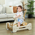 Qaba - Cheval à bascule 5 en 1 pour tout-petits 1-6 ans avec planche d'équilibre - marron-Garde-corps de sécurité et repose-pieds améliorent la sécurité pendant l’utilisation 