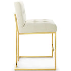 Modway Privy Gold Stainless Steel Performance Velvet Counter Stool - Gold Ivory-Elegant Biscuit Tufting