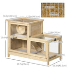 PawHut - Cage à hamster en bois à 2 niveaux avec cabane - 31 po x 16 po x 23,5 po-Conception surélevée qui maintient votre animal hors du sol, pour le garder au sec et au chaud