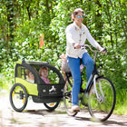 Aosom 2 Seat Bike Trailer for Kids, Baby Stroller with Storage Bag - Green-Safety flag, reflector, and 5-point seat belts for enhanced safety 