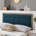 Modway Draper Tufted Fabric and Wood Queen Headboard - Grey Azure-Interchangeable Bed Frame Options