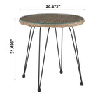 Manhattan Comfort Antibes Modern Patio 2-Person Seating Group 3-Piece Set with End Table - Tan/Cream-End Table Includes Removeable Tempered 5MM Glass