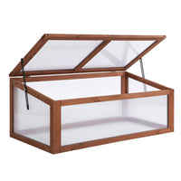 Outsunny 39" x 26" x 16" Wooden Cold Frame with Openable and Tilted Top Cover - Brown- Extend your growing season
 