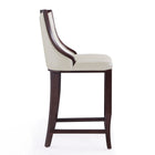 Manhattan Comfort - Emperor tabouret de bar traditionnel 19" en similicuir capitonné - blanc perle et noyer - lot de 3-Hauteur du siège : 27 po