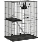 PawHut 2-Tier Cat Cage Indoor with Hammock - Cushions for 1-2 Kittens-Two-tier vertical design meets your cat's climbing instincts naturally
