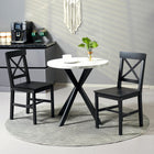 HOMCOM - Chaises de salle à manger style ferme en bois avec dossier croisé - noir - ensemble de 2-Le design simple est élégant et raffiné pour s'accorder avec vos autres meubles