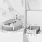 PawHut Stainless Steel Cat Litter Box with Metal Litter Scoop - 23.7" L x 15.8" W - Grey-5.8" (15 cm) high plastic sides prevent litter and waste from spilling outside 