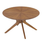 Modway Crossroads Round Wood Coffee Table - Walnut-Solid Wooden Legs