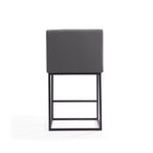 Manhattan Comfort - Ambassador tabouret de comptoir moderne du milieu du siècle de 20,5 po en similicuir gris et noir, lot de 2-21 po L x 20 po l x 38 po H